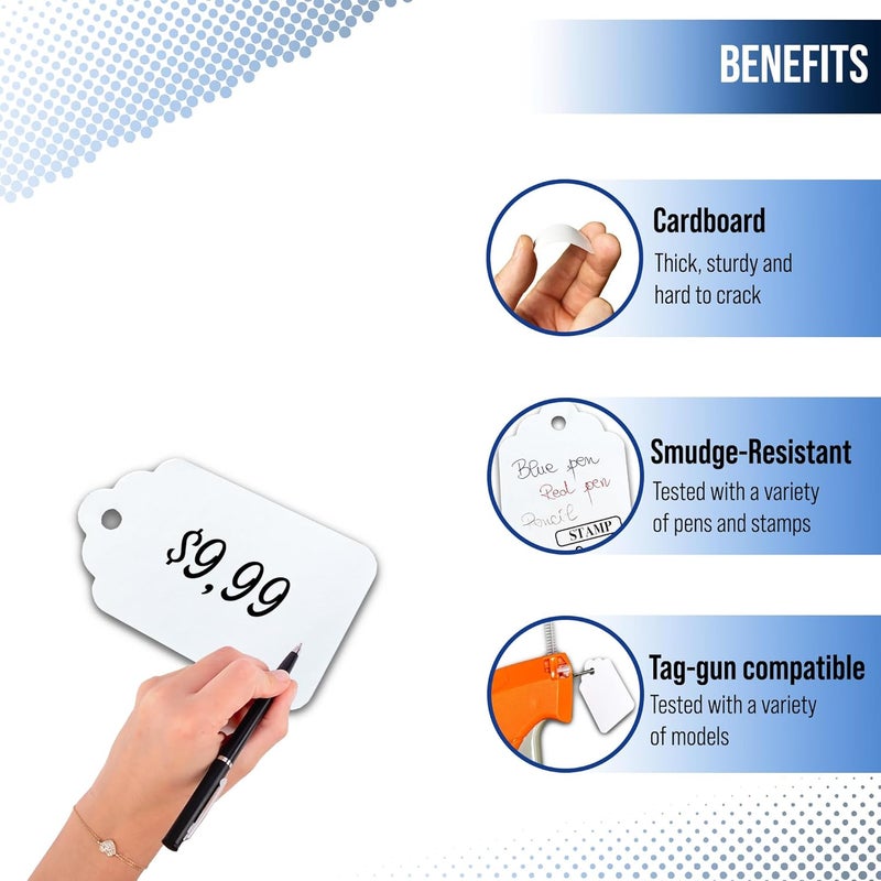 Easytwelve - 1000 Pieces Unstrung Price Tags for Clothes 1.75 x 1.093 inches, Hang Tags Labels for Clothing Tags and Labels, Retail, White Tags, Tagging Gun Refill - Image 5
